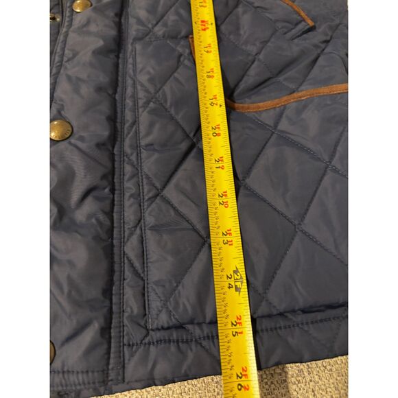 Polo Ralph Lauren Quilted Barn Jacket Navy Brown Corduroy Trim Womens M/M - Picture 7 of 9